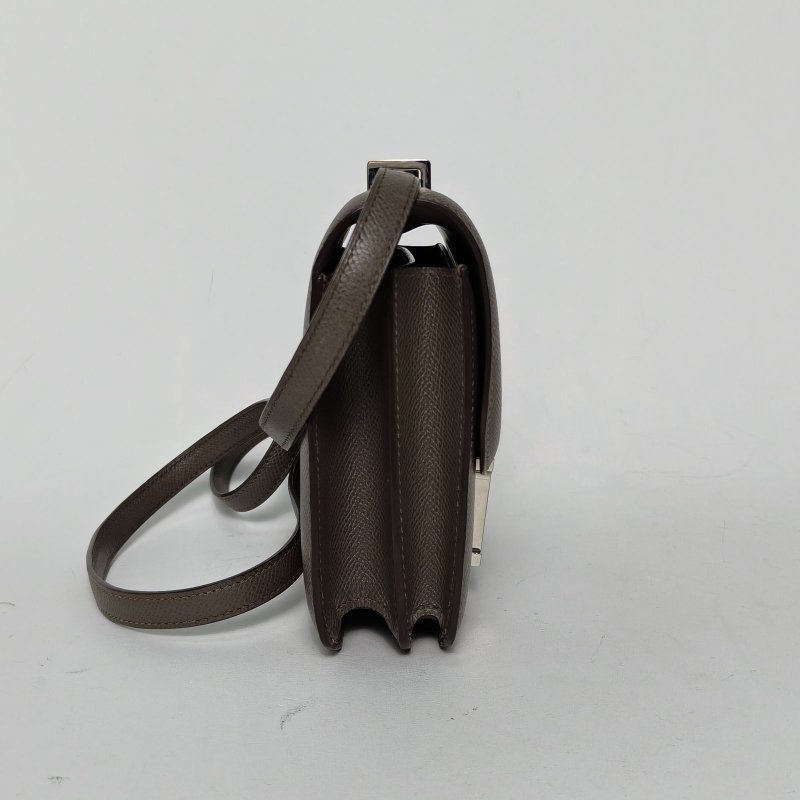 HERMES Constance康康198F錫器灰Epsom皮C刻銀扣肩背包-1