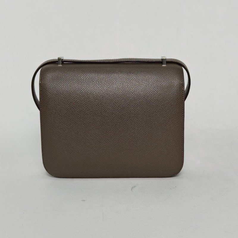 HERMES Constance康康198F錫器灰Epsom皮C刻銀扣肩背包-2
