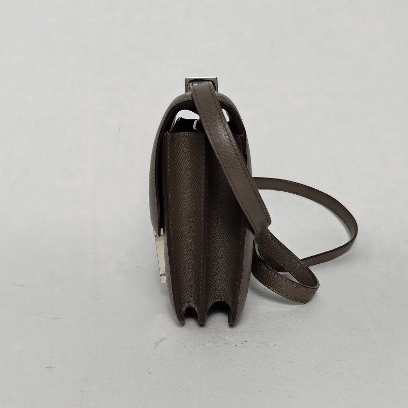 HERMES Constance康康198F錫器灰Epsom皮C刻銀扣肩背包-3