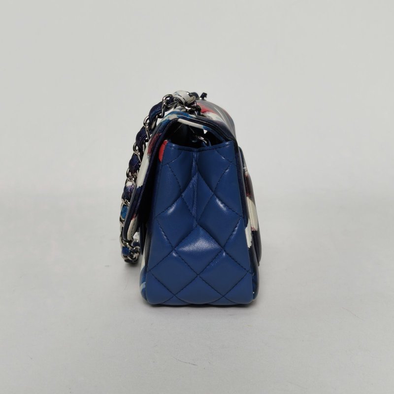 CHANEL CF口蓋包方胖子17拼色牛皮22開銀扣肩背包-3