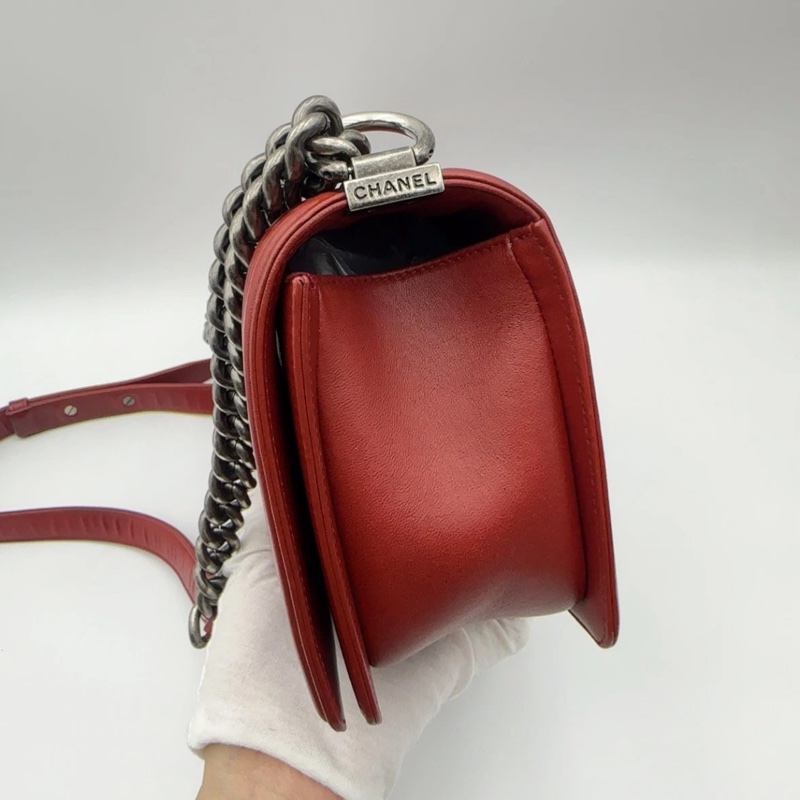 Chanel 香奈兒 Boy紅色牛皮 鏈條包 18開-4