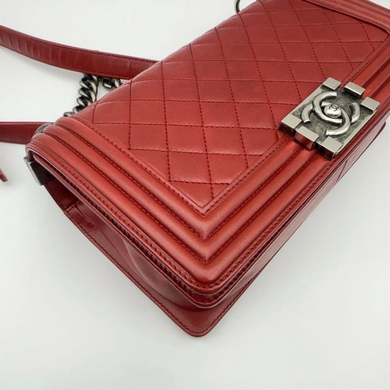 Chanel 香奈兒 Boy紅色牛皮 鏈條包 18開-5