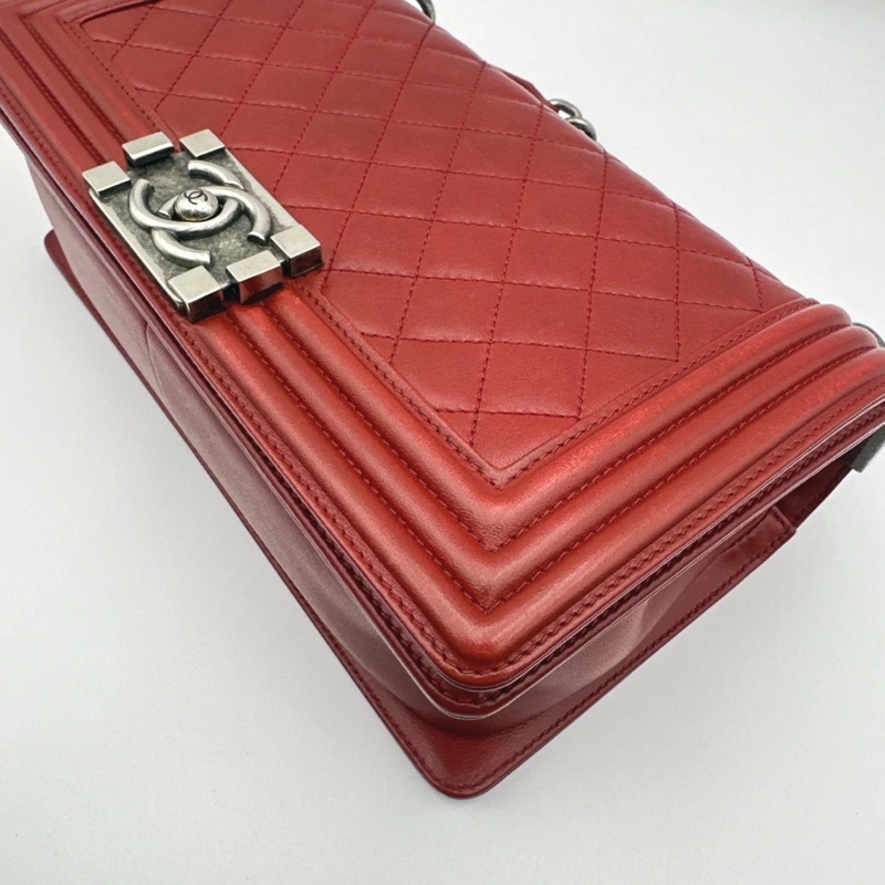 Chanel 香奈兒 Boy紅色牛皮 鏈條包 18開-14