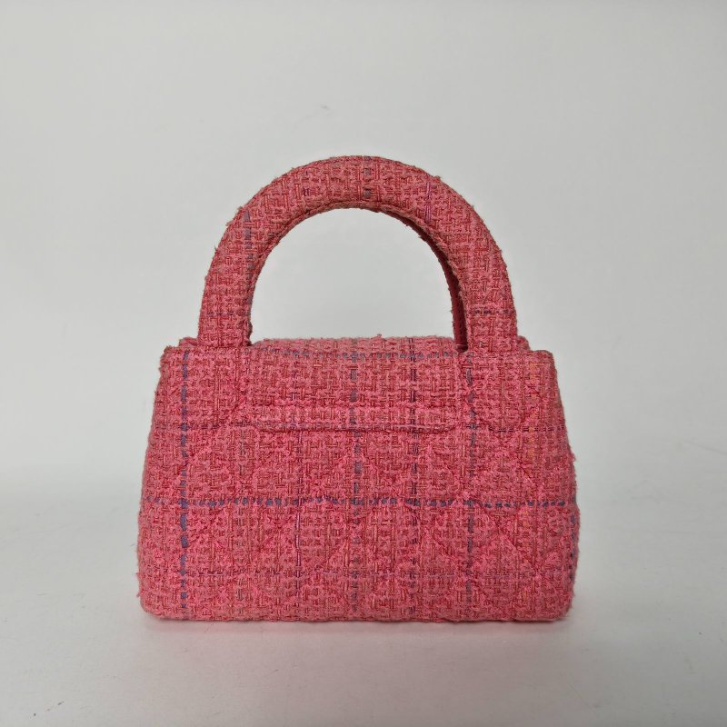 CHANEL 24PKelly19粉色粗花呢晶片開金扣肩背包-2