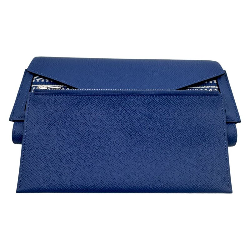 【1619】Hermes愛馬仕三合一藍色編織長款錢包-4