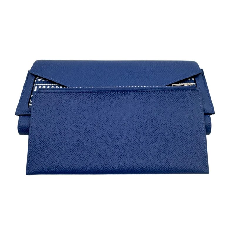 【1619】Hermes愛馬仕三合一藍色編織長款錢包-5