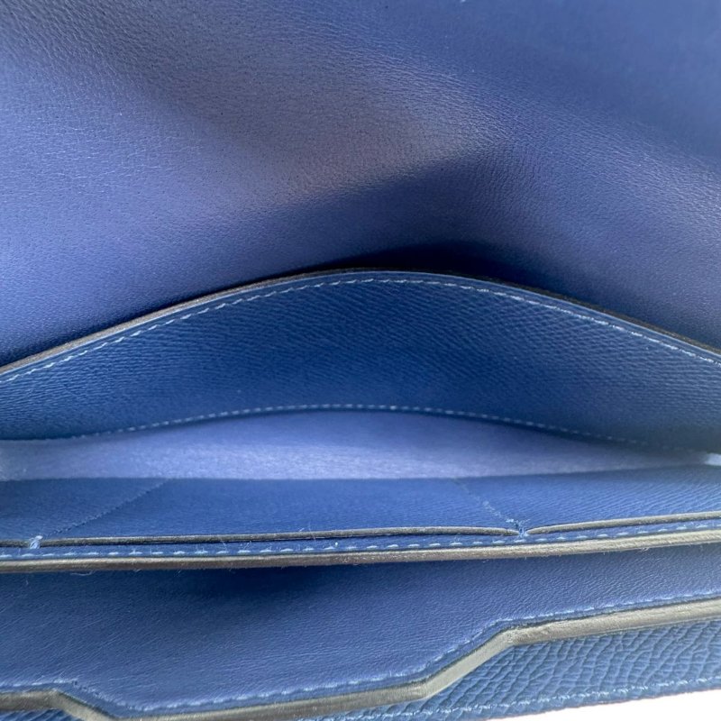 【1619】Hermes愛馬仕三合一藍色編織長款錢包-9
