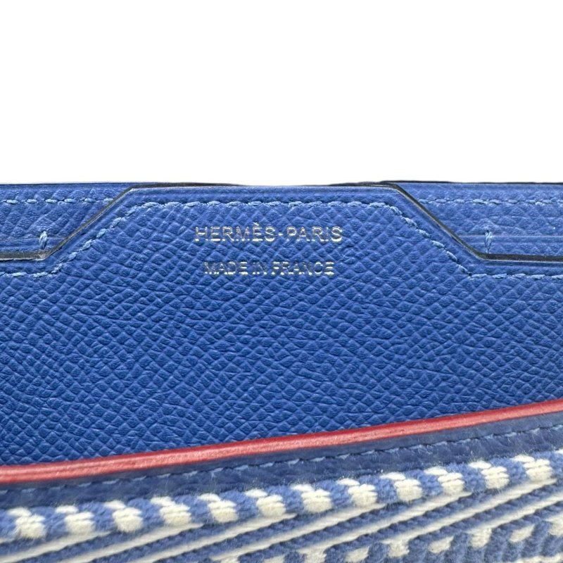 【1619】Hermes愛馬仕三合一藍色編織長款錢包-10