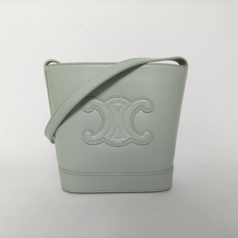 CELINE 淺綠色牛皮CuirTriomphe水桶包凱旋門肩背包-0