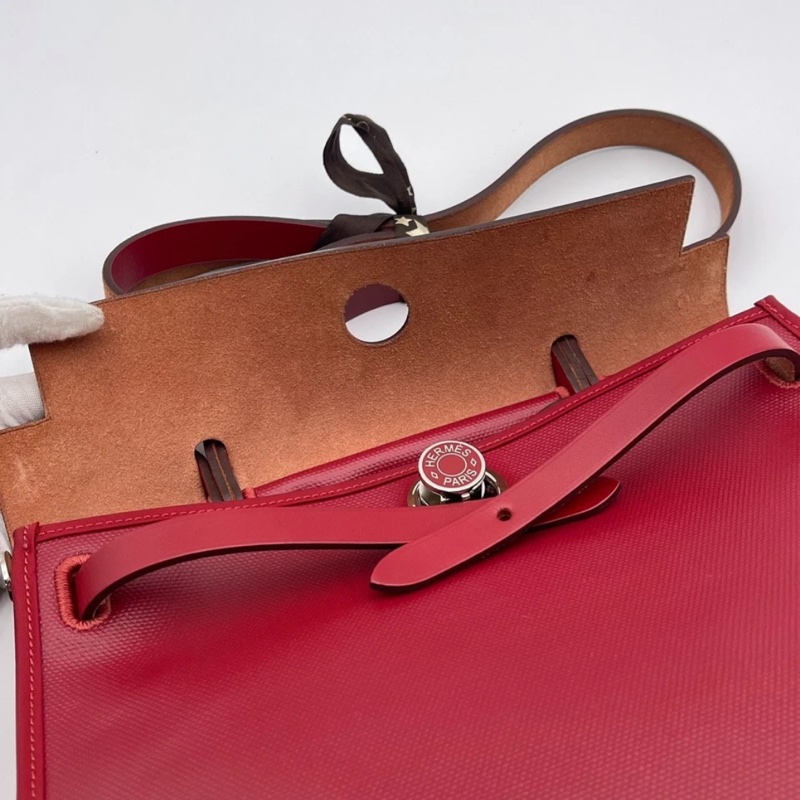 愛馬仕Herbag 31 拉鍊帆布銀扣 手提單肩包 D刻-5