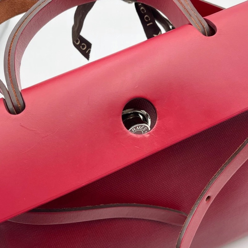 愛馬仕Herbag 31 拉鍊帆布銀扣 手提單肩包 D刻-7