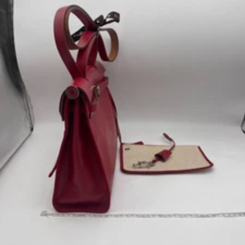 愛馬仕Herbag 31 拉鍊帆布銀扣 手提單肩包 D刻-9