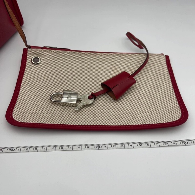 愛馬仕Herbag 31 拉鍊帆布銀扣 手提單肩包 D刻-11