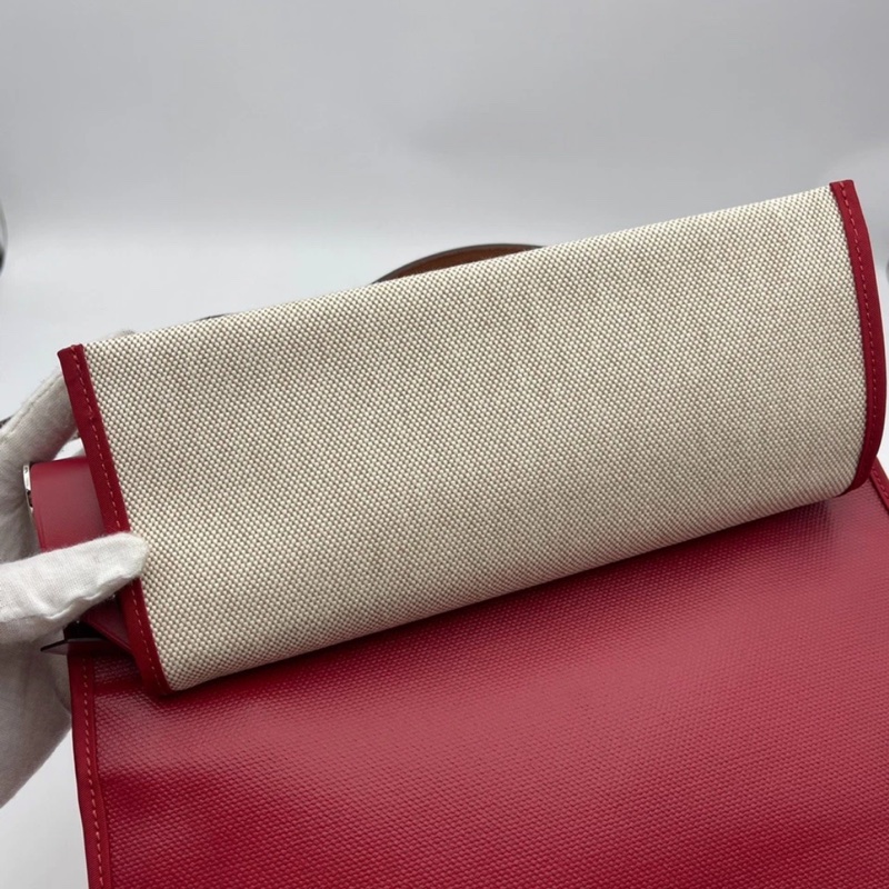 愛馬仕Herbag 31 拉鍊帆布銀扣 手提單肩包 D刻-12