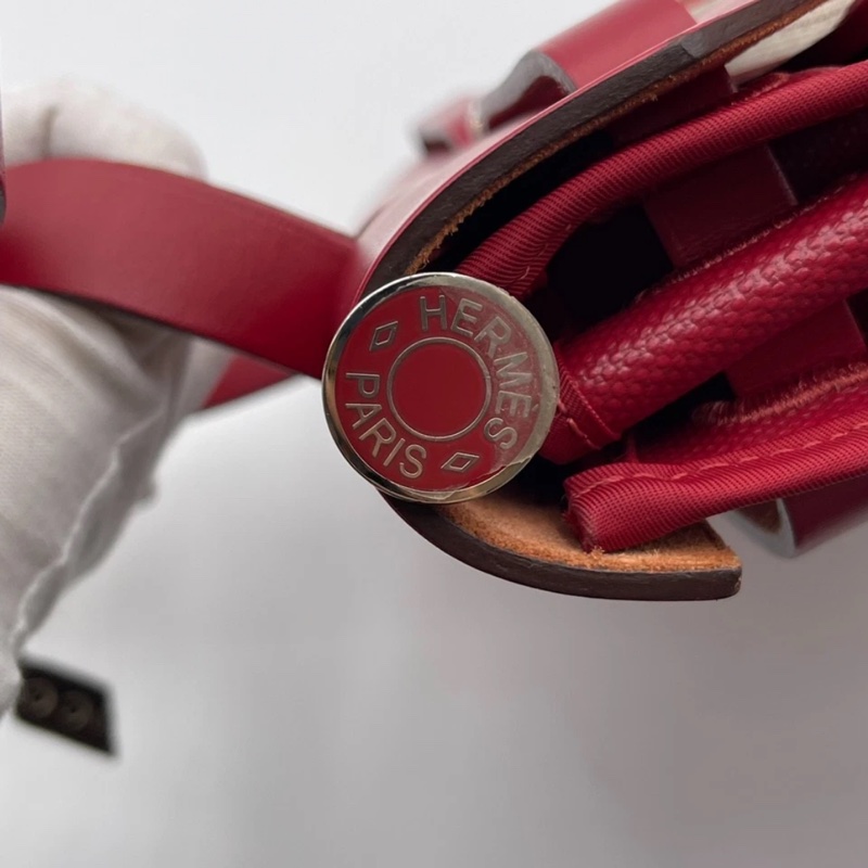 愛馬仕Herbag 31 拉鍊帆布銀扣 手提單肩包 D刻-13