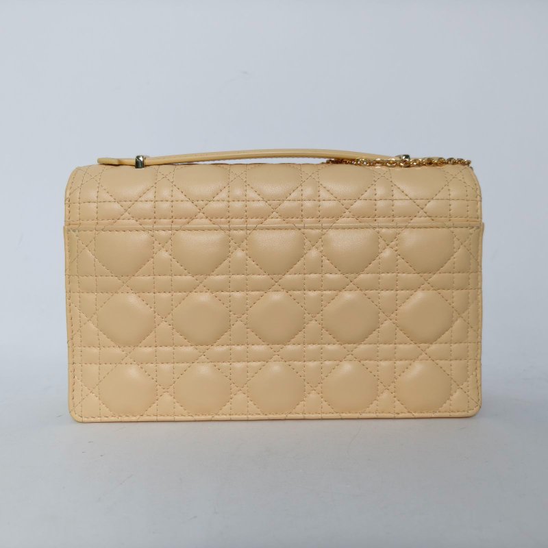 DIOR 黃色羊皮金扣2023MISSDIOR配手提中號鏈條包24肩背包-2