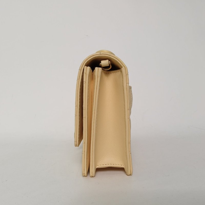 DIOR 黃色羊皮金扣2023MISSDIOR配手提中號鏈條包24肩背包-3