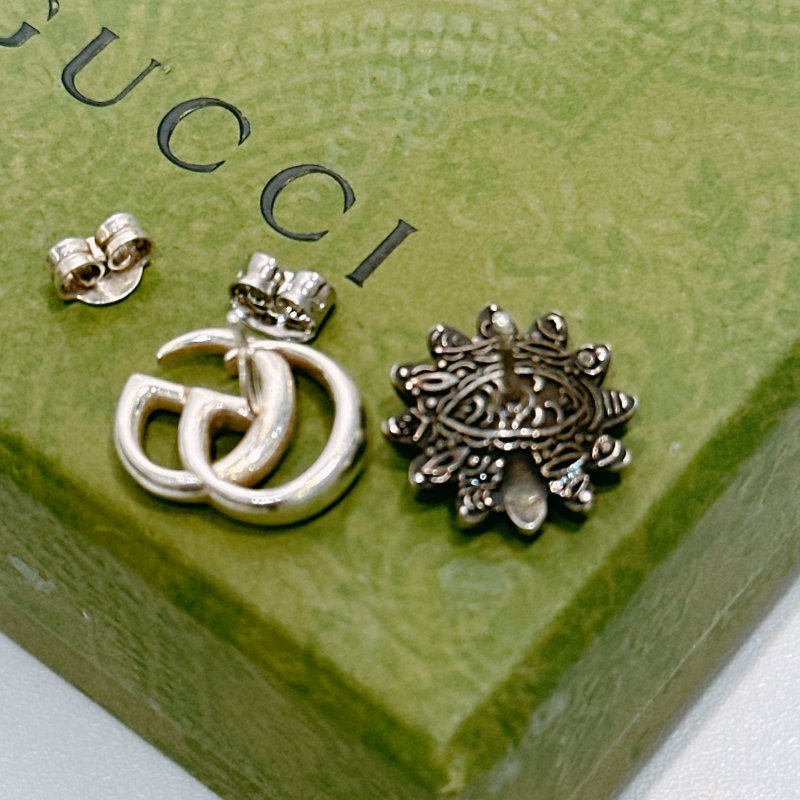 TW4511 Gucci 古馳 銀飾 耳環Double G Flower Earrings Silver 925-3