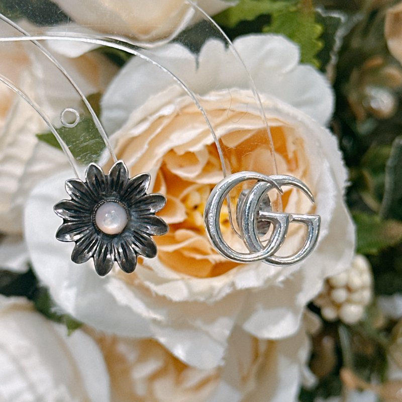 TW4511 Gucci 古馳 銀飾 耳環Double G Flower Earrings Silver 925-5