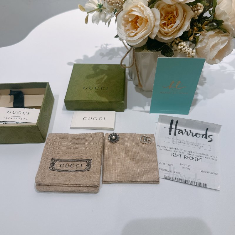 TW4511 Gucci 古馳 銀飾 耳環Double G Flower Earrings Silver 925-7