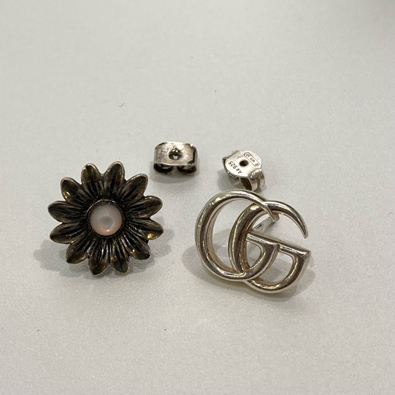 TW4511 Gucci 古馳 銀飾 耳環Double G Flower Earrings Silver 925-11