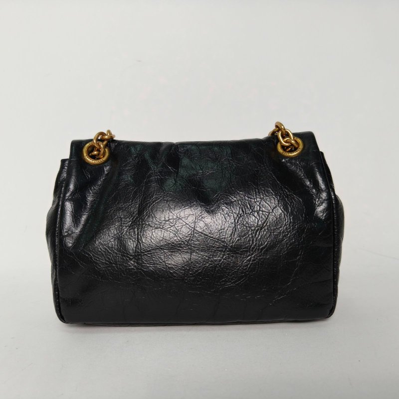 BALENCIAGA 黑色牛皮金扣MonacoBBLOGO鏈條包肩背包-2