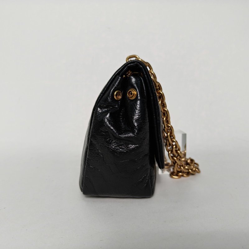 BALENCIAGA 黑色牛皮金扣MonacoBBLOGO鏈條包肩背包-3