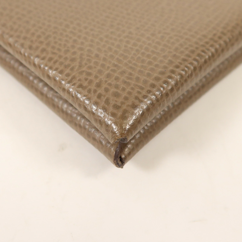 HERMES Epsom皮革Calvi銀扣卡片套Etoupe-8