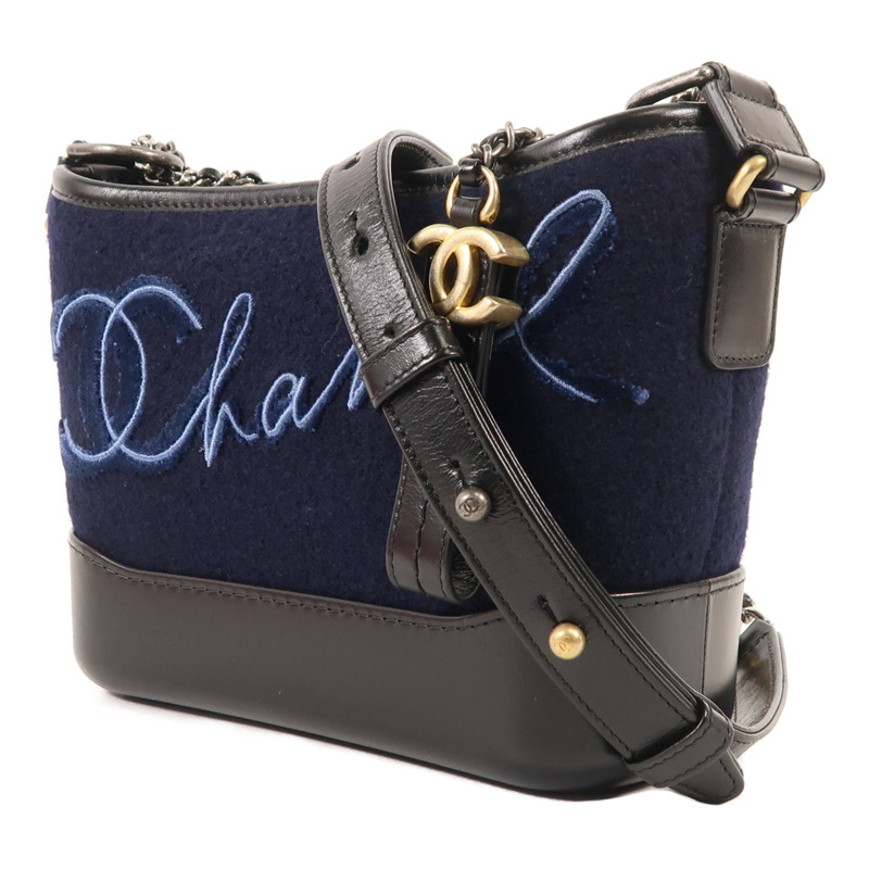 CHANEL 羊毛/皮革Gabrielle Small鏈帶肩背袋-2