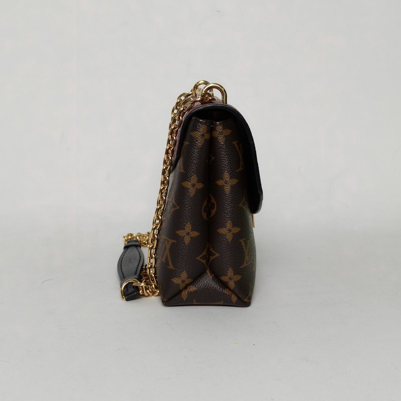 LOUIS VUITTON SAINTPLACIDE酒紅色PVC金扣2018老花肩背包-1