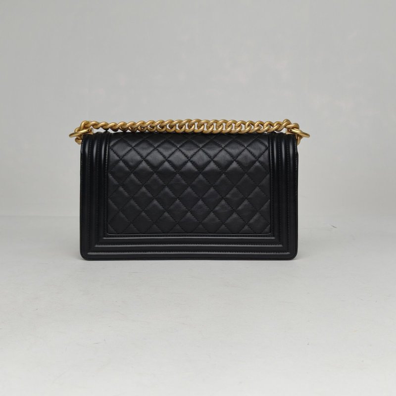 CHANEL Leboy中號25黑色牛皮29開金扣肩背包-2