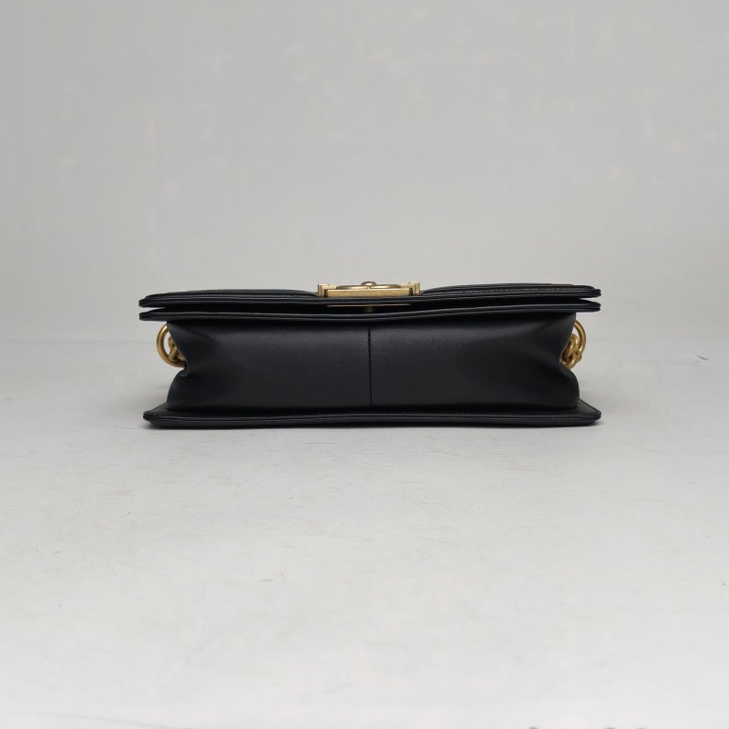 CHANEL Leboy中號25黑色牛皮29開金扣肩背包-4