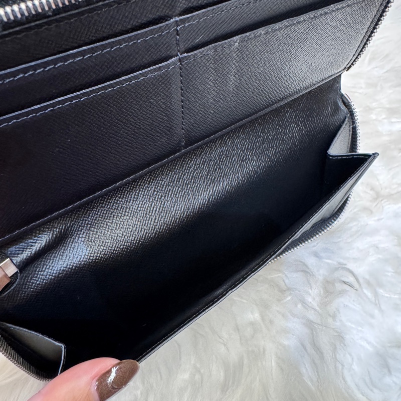 LV Zippy黑灰格直立拉鍊長夾-8