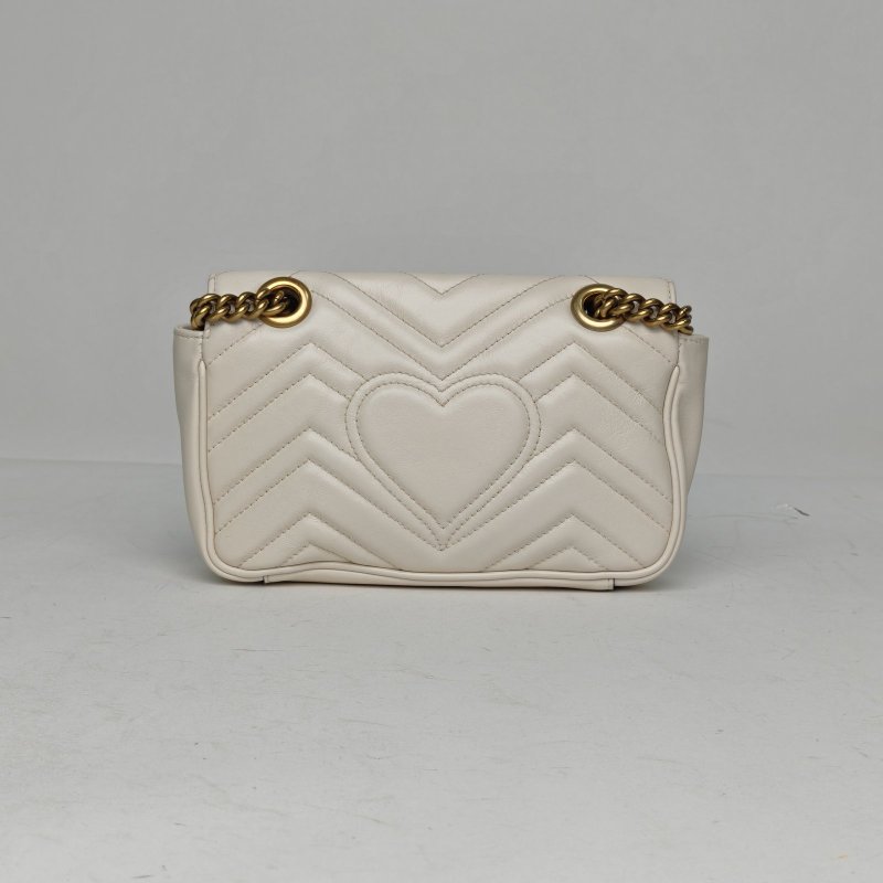 GUCCI GGMarmont肩背包Mini22白色牛皮金扣肩背包-2