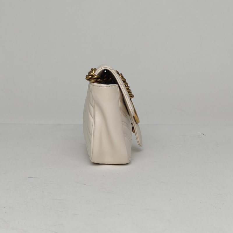 GUCCI GGMarmont肩背包Mini22白色牛皮金扣肩背包-3