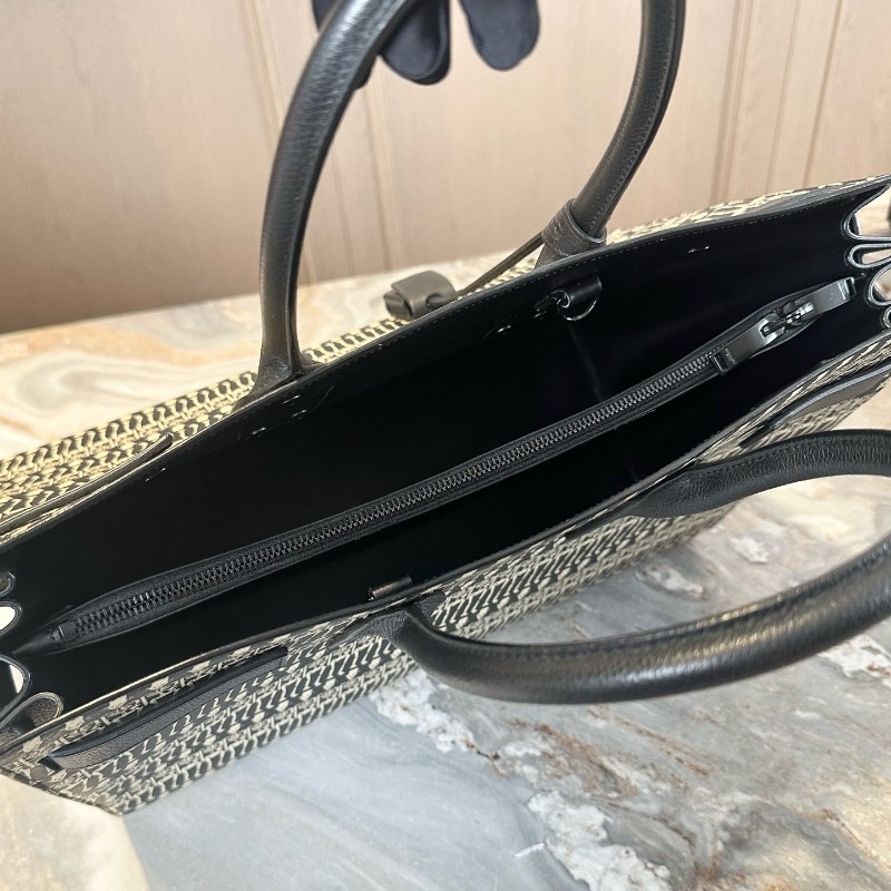 YSL 黑白牛皮托特包 大號 手提包 可拆卸肩帶-5