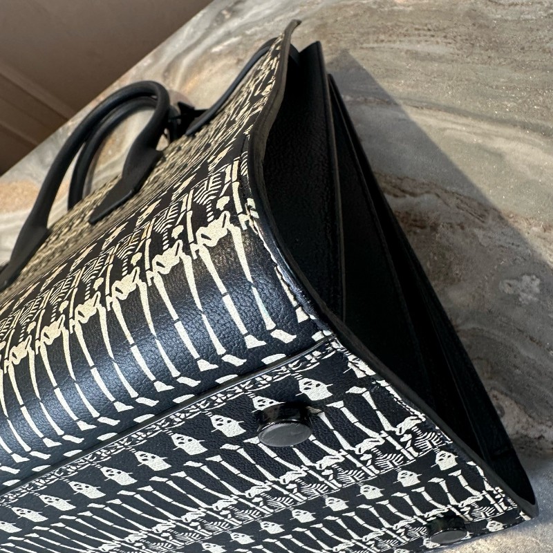 YSL 黑白牛皮托特包 大號 手提包 可拆卸肩帶-10