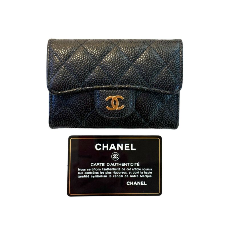 【1567】CHANEL 牛皮皮革Long Wallet金扣短款錢包-0
