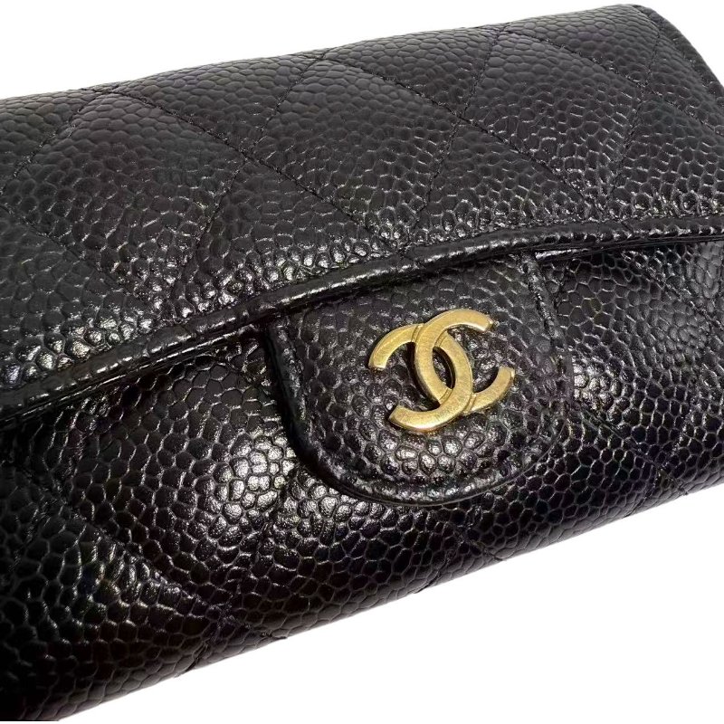【1567】CHANEL 牛皮皮革Long Wallet金扣短款錢包-3