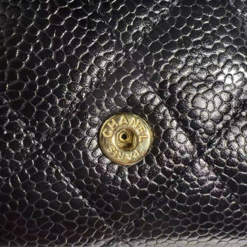 【1567】CHANEL 牛皮皮革Long Wallet金扣短款錢包-8