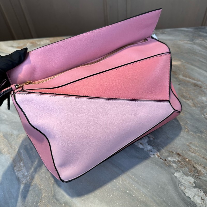 Loewe 粉色拼色 puzzle幾何包 手提包肩背包斜背包 中號-2