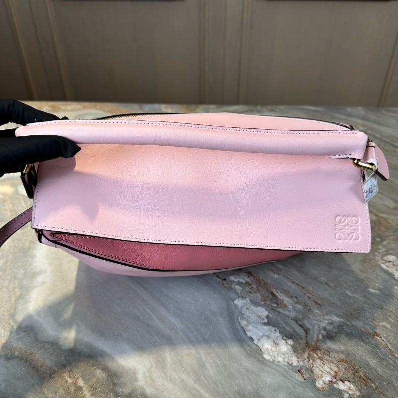 Loewe 粉色拼色 puzzle幾何包 手提包肩背包斜背包 中號-4