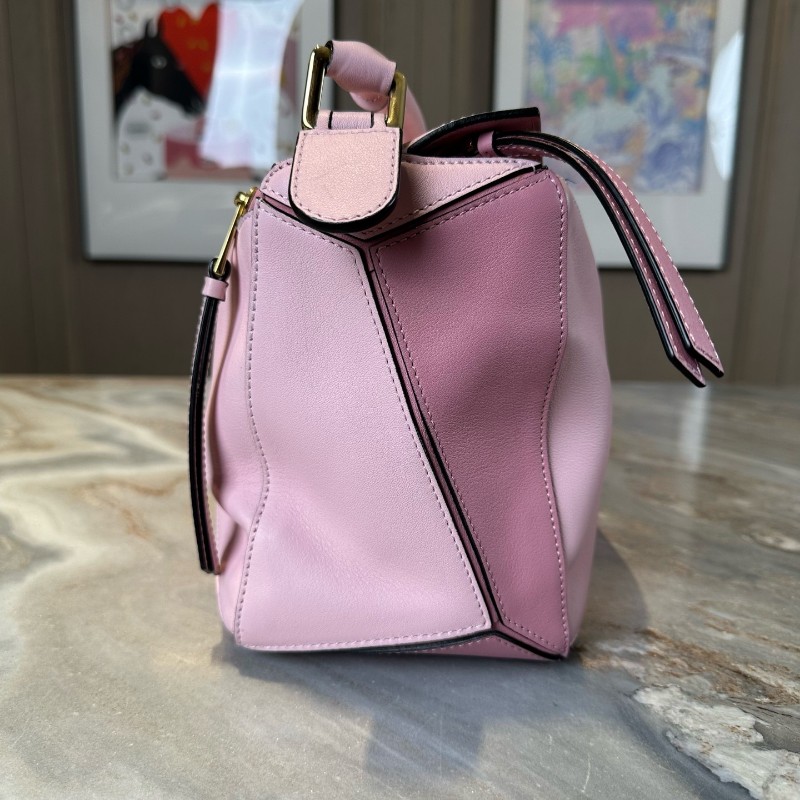 Loewe 粉色拼色 puzzle幾何包 手提包肩背包斜背包 中號-5
