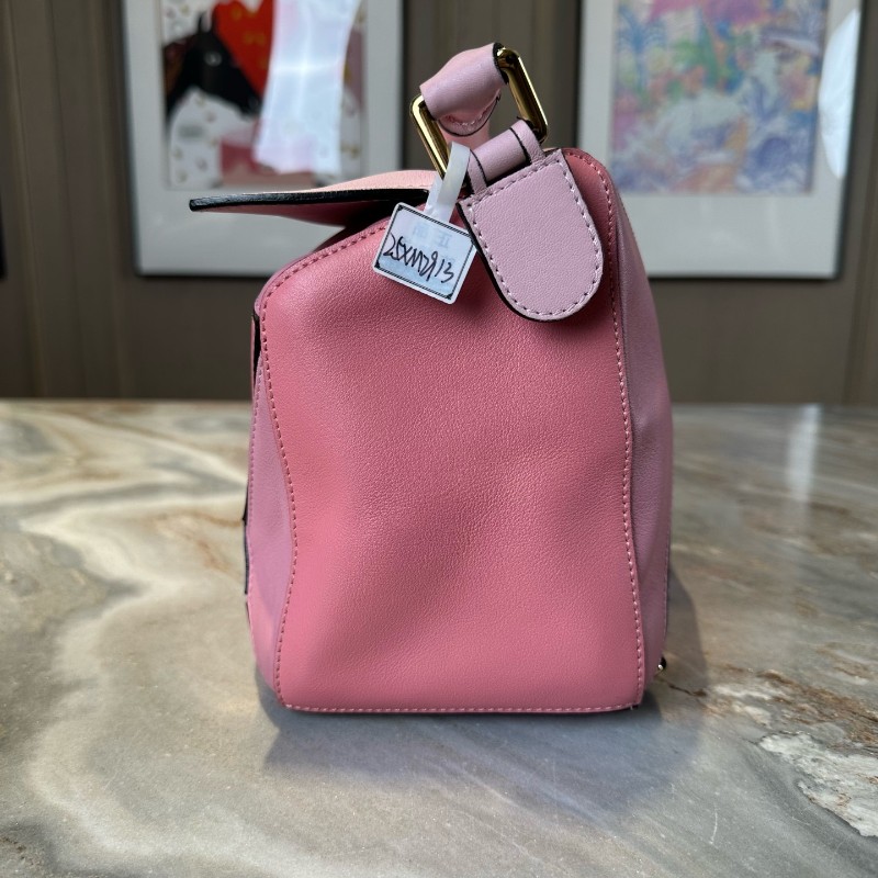 Loewe 粉色拼色 puzzle幾何包 手提包肩背包斜背包 中號-6