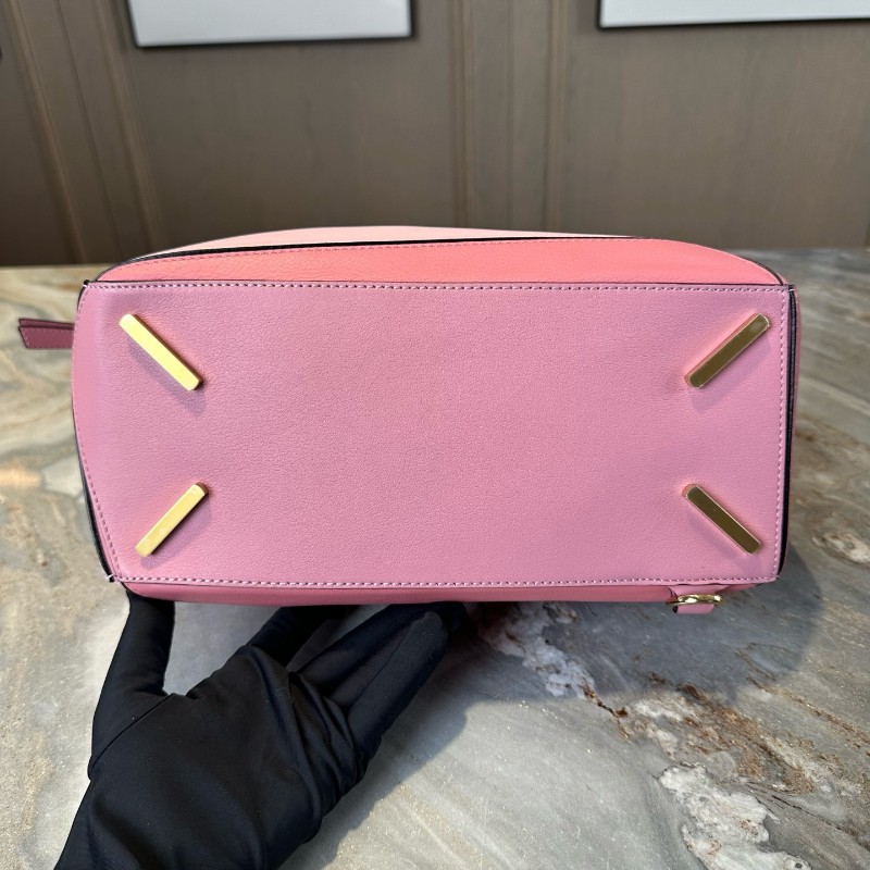 Loewe 粉色拼色 puzzle幾何包 手提包肩背包斜背包 中號-7