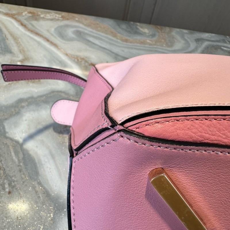 Loewe 粉色拼色 puzzle幾何包 手提包肩背包斜背包 中號-8