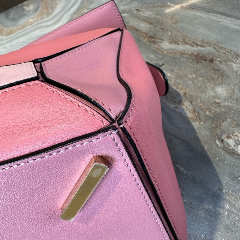 Loewe 粉色拼色 puzzle幾何包 手提包肩背包斜背包 中號-9