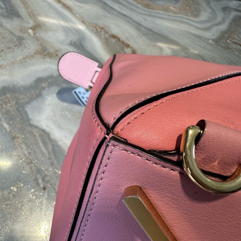 Loewe 粉色拼色 puzzle幾何包 手提包肩背包斜背包 中號-11