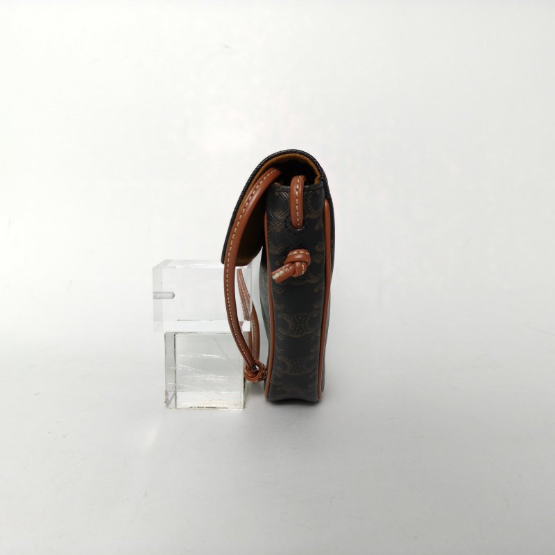 CELINE Triomphe凱旋門標誌印花字母logo三角包Mini老花PVC肩背包-3