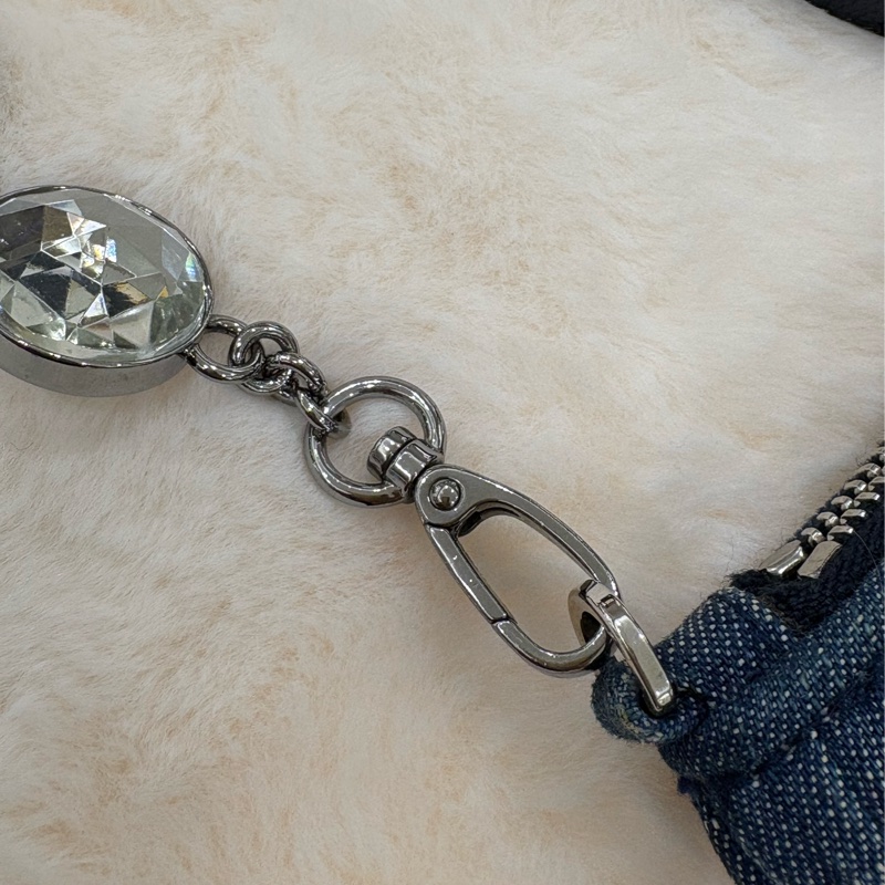 MiuMiu 牛仔布水晶鏈條斜背包-13